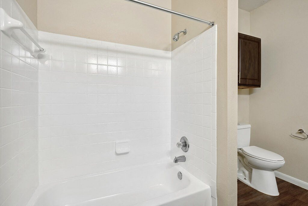 Bathroom with shower at Fountains at Tidwell and The Enclave in Houston TX